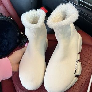 Balenciaga fur speed trainers